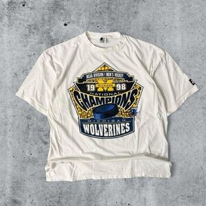 Vintage 90s Starter Michigan Wolverines NCAA Hockey Champions Graphic T-Shirt XL